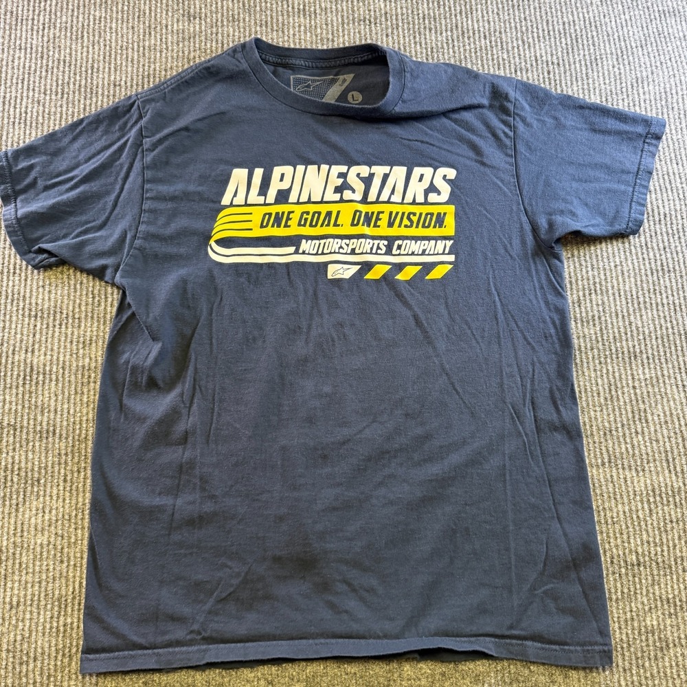 Alpinestars T Shirt Mens L Black Graphic Motorsports Logo Short Sleeve
